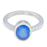 Stella Blue Solitaire Gemstone Ring in Sterling Silver Blue Chalcedony Blue